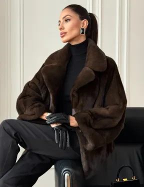 Короткая шуба из натурального меха норки - фото 9