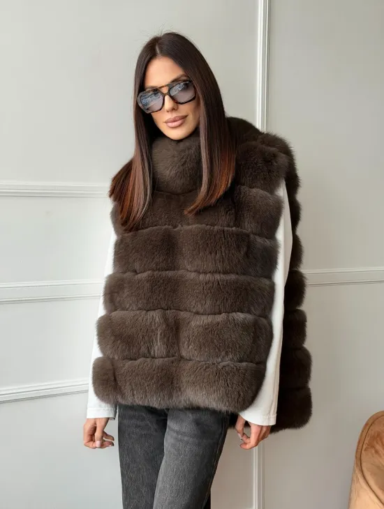 Меховая манишка под соболь из песца - фото 13