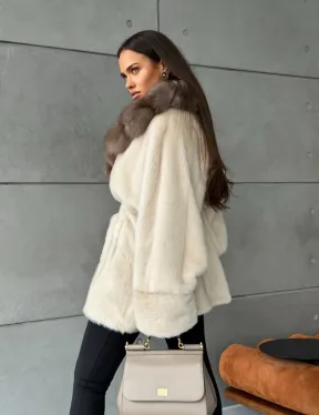 Норковая шуба - куртка с мехом куницы - фото 11