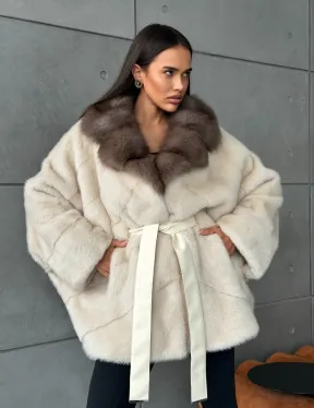 Норковая шуба - куртка с мехом куницы - фото 10