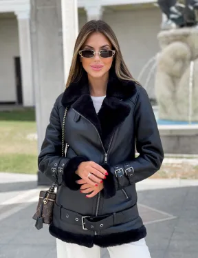 Черный авиатор из натуральной овчины - фото 0