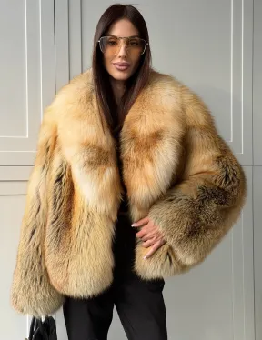 Короткая шубка из лисы Premium Golden Fox - фото 3