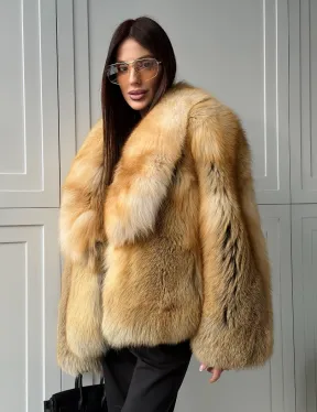 Короткая шубка из лисы Premium Golden Fox - фото 7