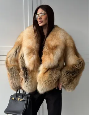 Короткая шубка из лисы Premium Golden Fox - фото 10