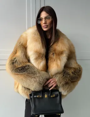 Короткая шубка из лисы Premium Golden Fox - фото 11