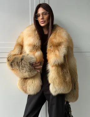 Короткая шубка из лисы Premium Golden Fox - фото 0