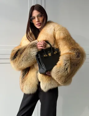 Короткая шубка из лисы Premium Golden Fox - фото 9