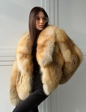 Короткая шубка из лисы Premium Golden Fox - фото 13