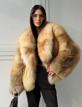 Короткая шубка из лисы Premium Golden Fox - фото 8