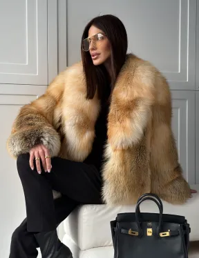 Короткая шубка из лисы Premium Golden Fox - фото 14