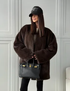 Куртка из норки с V - образным воротом - фото 14