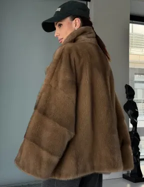 Женский норковый полушубок - английский воротник - фото 7