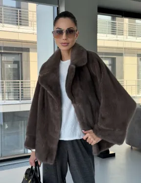 Короткий норковый полушубок - английский воротник - фото 14