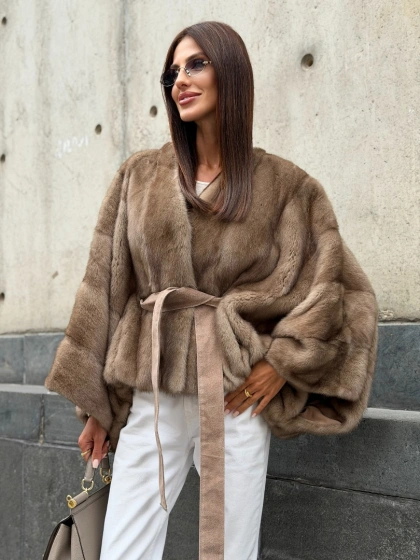 Болеро из меха норки цвет пастель - фото 7