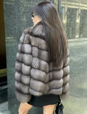 Шуба короткая из меха баргузинского соболя - фото 1