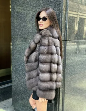 Шуба короткая из меха баргузинского соболя - фото 3