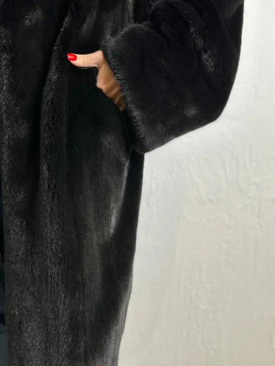 Норка BLACKGLAMA роспуск, английский воротник, кимоно - фото 1