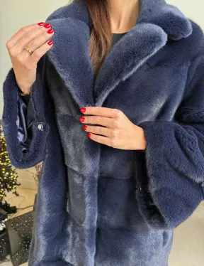 Норка KOPENHAGEN FUR английский воротник поперечка - цвет синий - фото 2