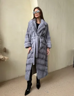 Норка паркет кимоно английский воротник NAFA - сапфир - фото 4