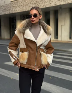 Стильная дубленка из мериноса - цвет кэмел - фото 7