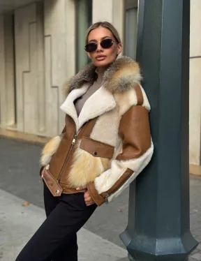 Стильная дубленка из мериноса - цвет кэмел - фото 9