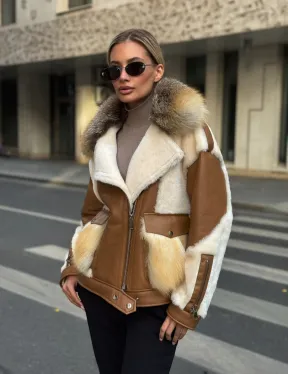 Стильная дубленка из мериноса - цвет кэмел - фото 8