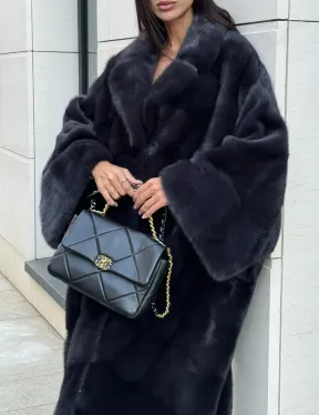 Манто из аукционной норки в цвете графит - фото 1