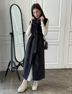 Пальто из кашемира с отделкой из меха норки - фото 3