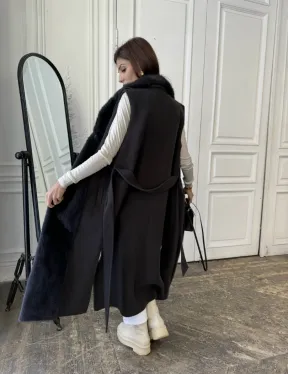 Пальто из кашемира с отделкой из меха норки - фото 6