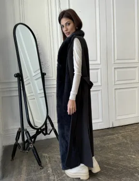 Пальто из кашемира с отделкой из меха норки - фото 4