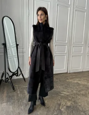 Элегантное пальто из кашемира с мехом норки - фото 7