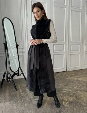 Элегантное пальто из кашемира с мехом норки - фото 4