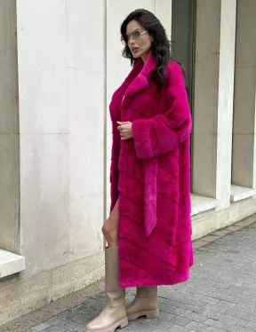Фуксия шуба из меха аукционной норки - фото 6