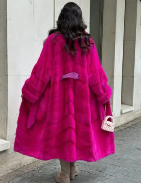 Фуксия шуба из меха аукционной норки - фото 4