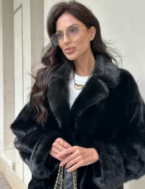 Черная шуба из норки английский воротник - фото 1