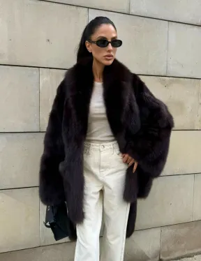 Шуба - жакет из меха куницы в цвете BURGUNDY - фото 9